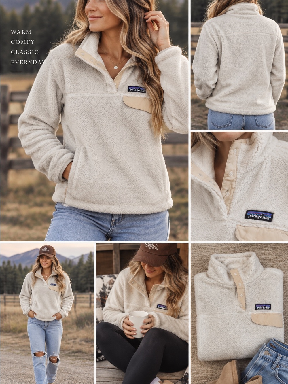 Patagonia Cream Sherpa Snap-T Pullover